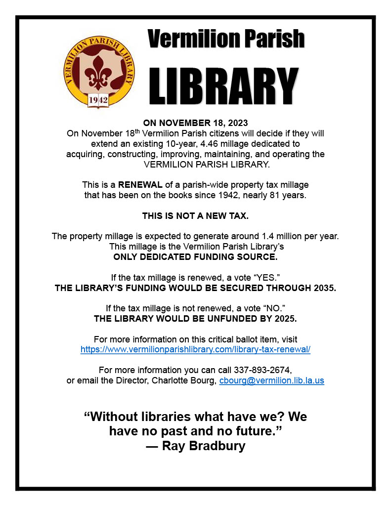Vermilion Parish Library Millage Renewal