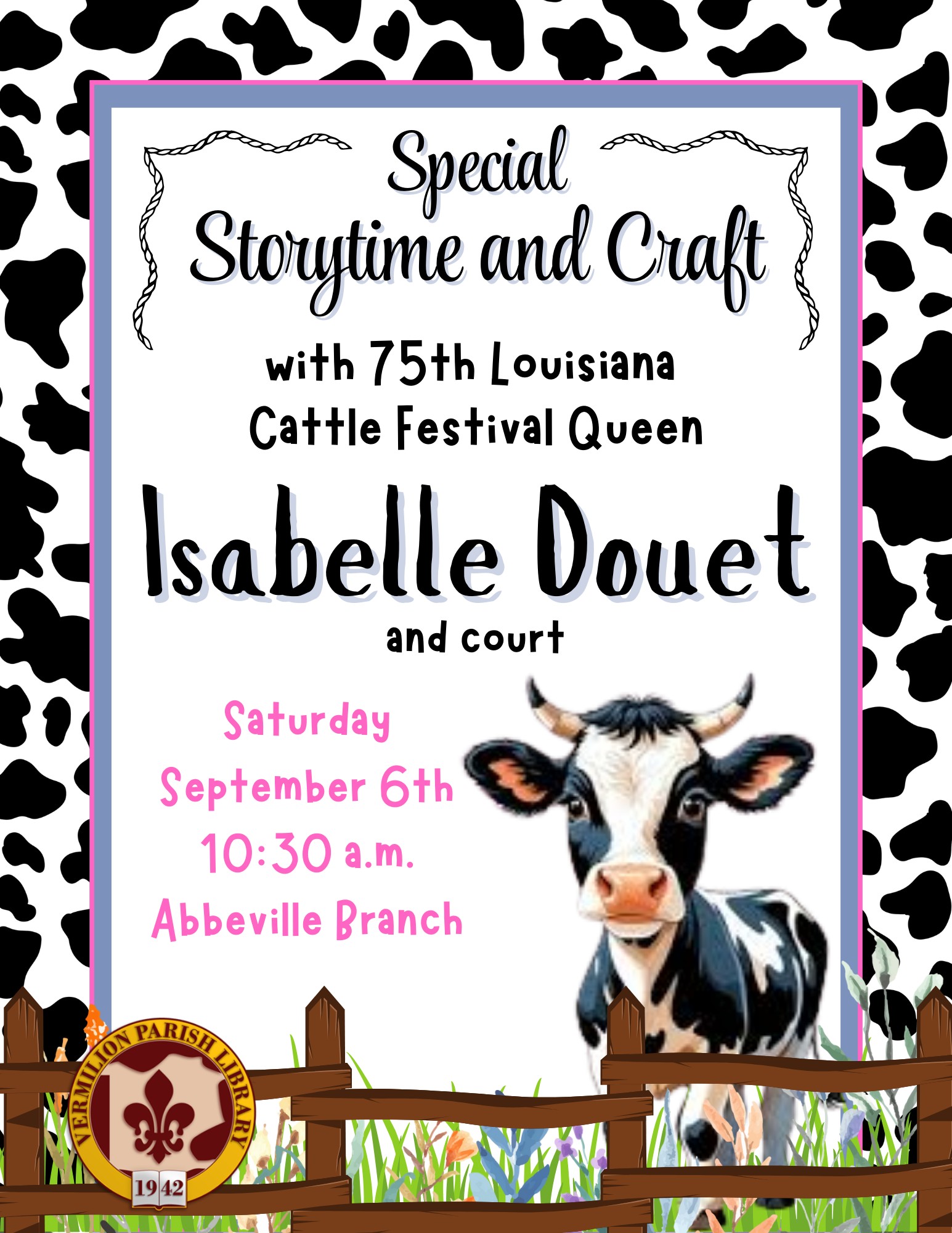 Special Storytime and Craft with 75th Louisiana Cattle Festival Queen!