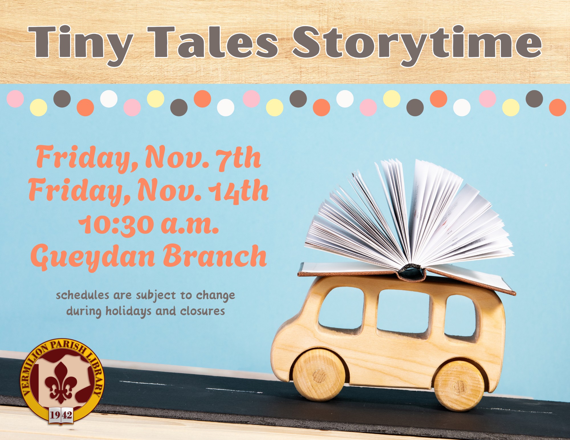 Tiny Tales Storytime–Gueydan