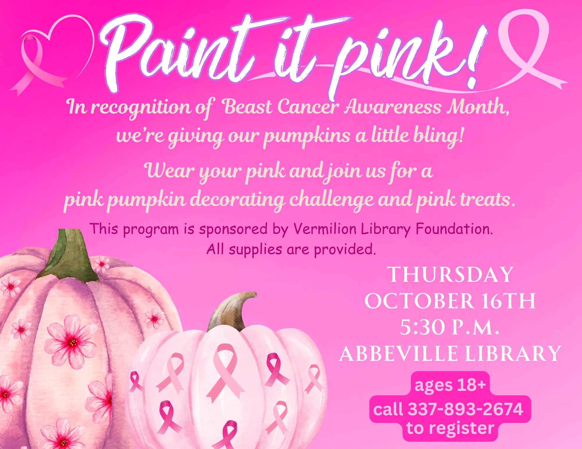 Adult Paint It Pink!–Abbeville