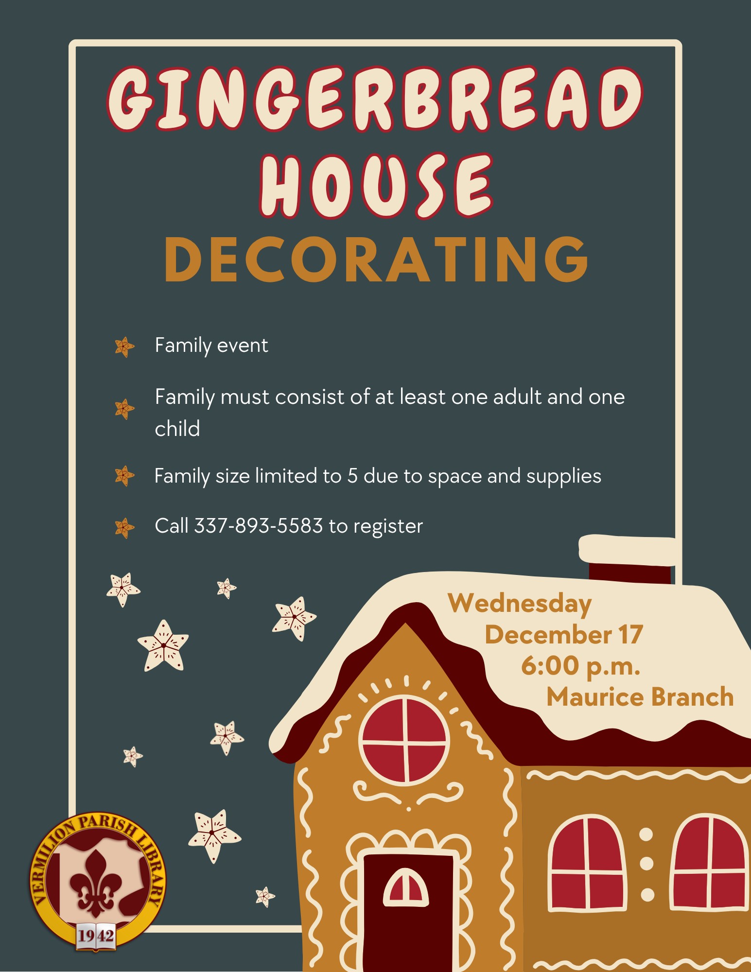 Gingerbread House Family Decorating Event–Maurice