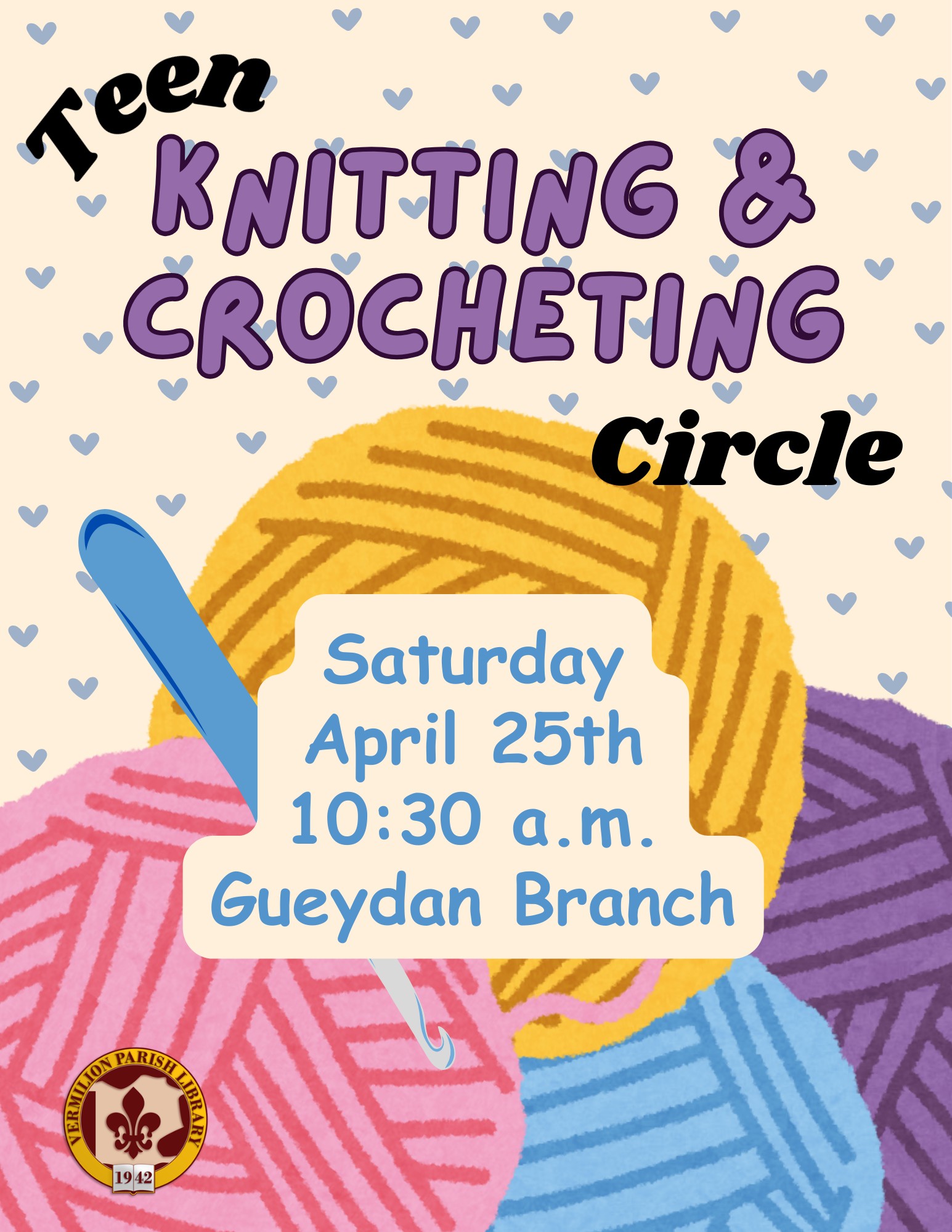 Teen Knitting and Crocheting Circle–Gueydan