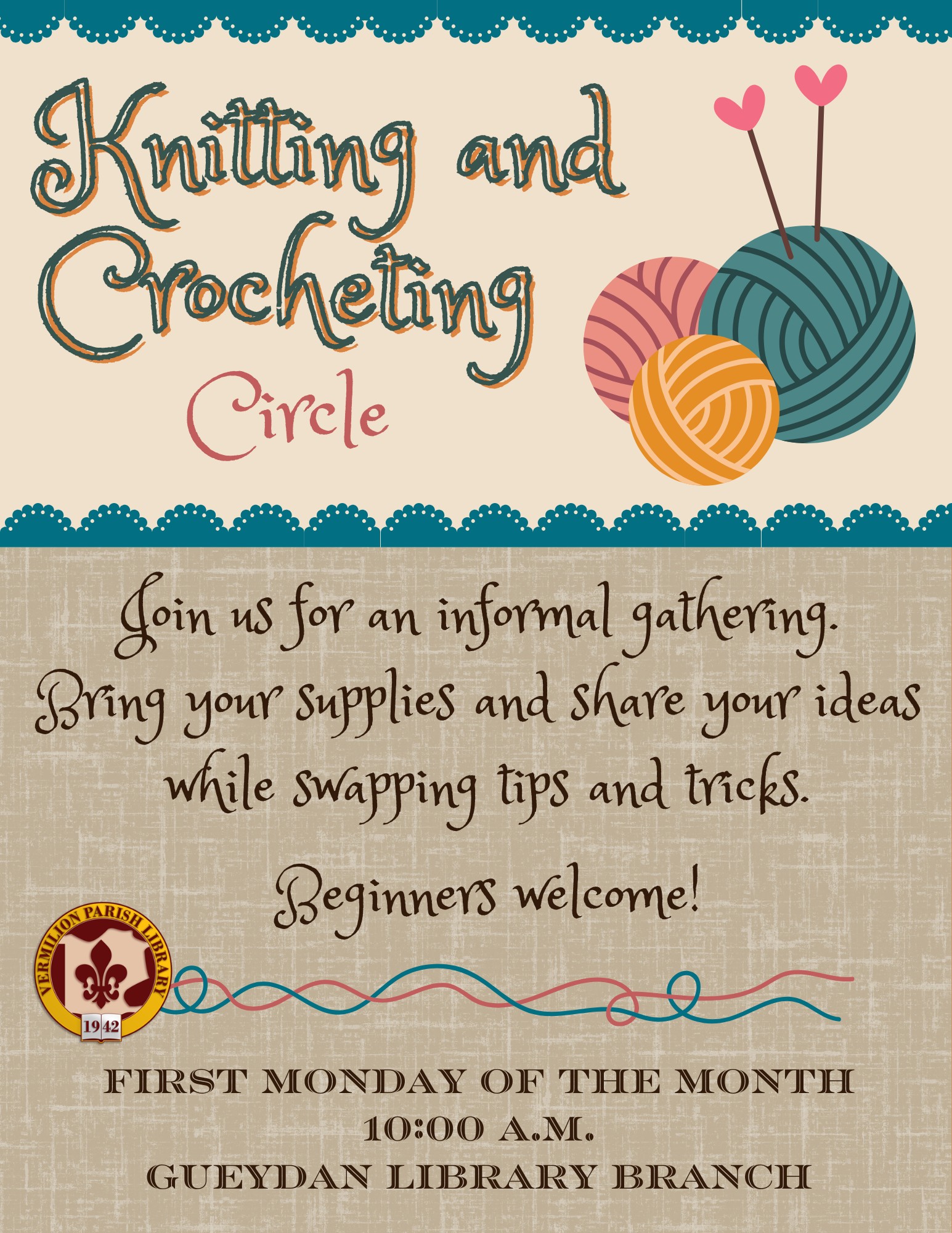 Knitting and Crocheting Circle–Gueydan