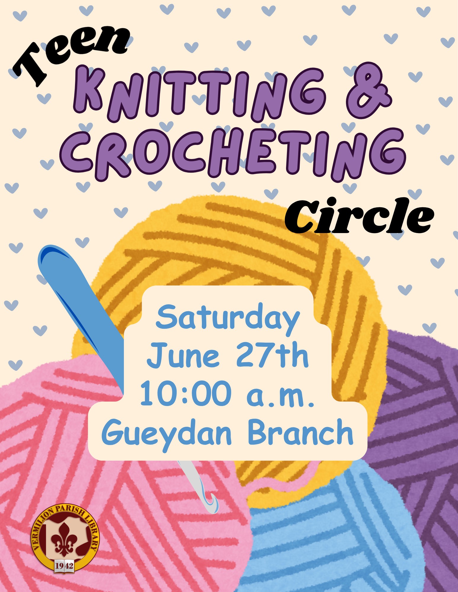 Teen Knitting and Crocheting Circle–Gueydan
